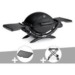 Barbecue Gaz Weber Q 1200 Noir + Plancha + Chariot - Noir