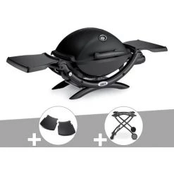 Barbecue Gaz Weber Q 1200 Noir + Plan Travail + Chariot - Noir