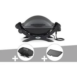 Barbecue électrique Weber Q 1400 + Housse + Plancha - Noir