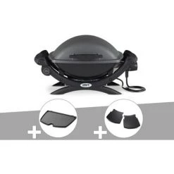 Barbecue électrique Weber Q 1400 + Plancha + Plan Travail - Noir