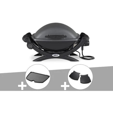 Barbecue électrique Weber Q 1400 + Plancha + Plan Travail - Noir