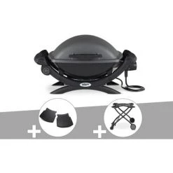Barbecue électrique Weber Q 1400 + Plan Travail + Chariot - Noir