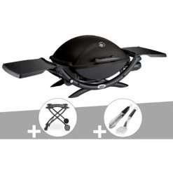 Barbecue à Gaz Weber Q 2200 + Chariot + Kit Ustensile - Noir